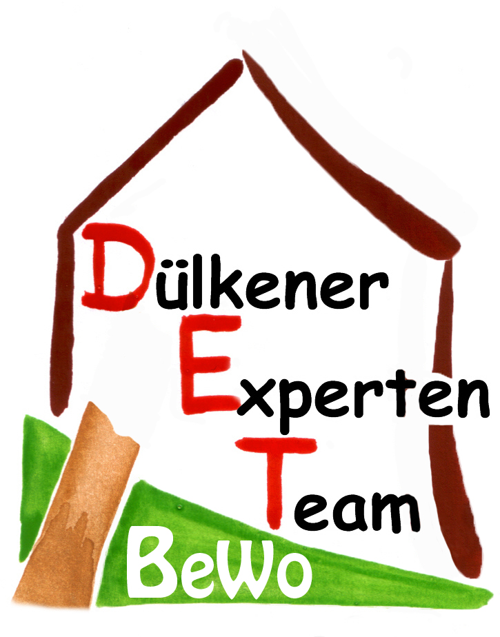 ein handgemaltes Haus mit dem Text Dülkener Experten Team BeWo