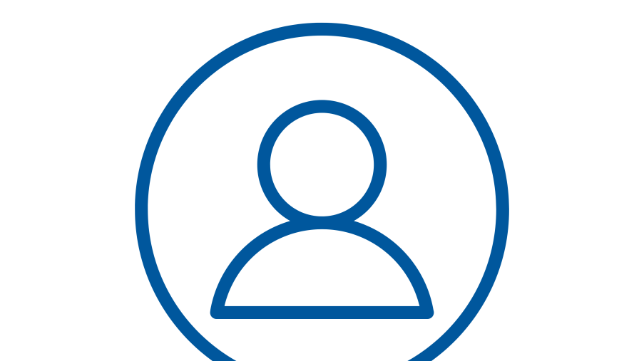 Blauer Kreis mit Figur-Umriss auf weißem Hintergrund